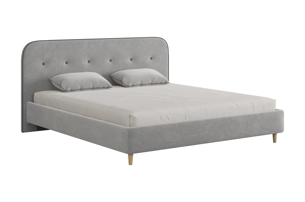 Кровать с основанием Лео 180х200 см галька (велюр)/графит (велюр) в Челябинске - chelyabinsk.mebel-tymen.ru | фото