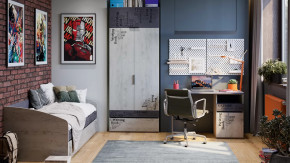 Детская «Оксфорд-2» Матера, Дуб крафт белый с рисунком в Челябинске - chelyabinsk.mebel-tymen.ru | фото