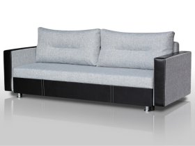 Диван Комфорт с прямыми подлокотниками грей/кожзам в Челябинске - chelyabinsk.mebel-tymen.ru | фото