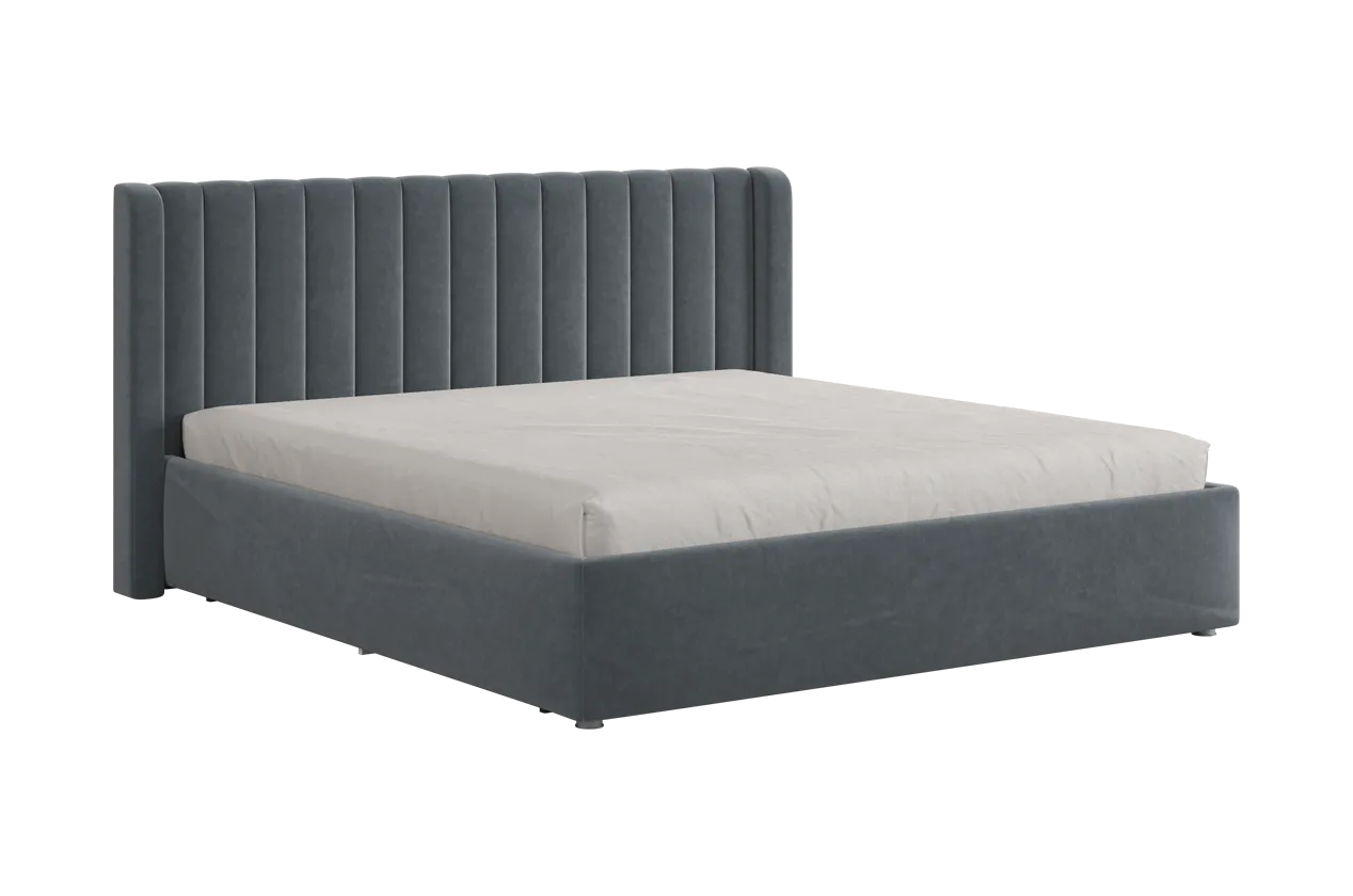 Кровать (каркас) Ева 180х200 см графит (велюр) в Челябинске - chelyabinsk.mebel-tymen.ru | фото
