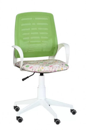 Кресло Ирис WHITE, сетка W (салатовая)/ткань Т54 (единорог) (подлокот.084) белая крестовина в Челябинске - chelyabinsk.mebel-tymen.ru | фото