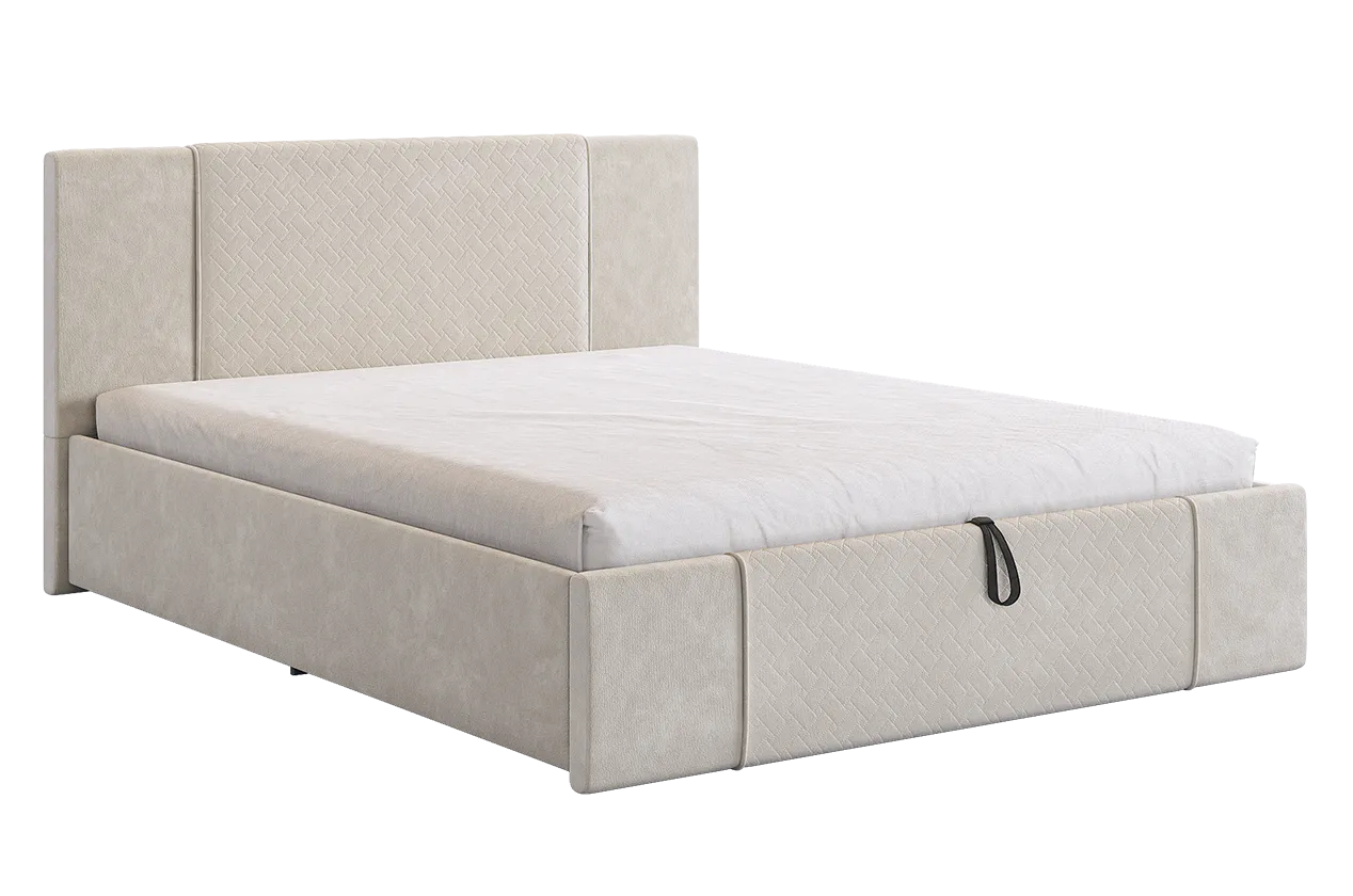 Кровать с подъемным механизмом Хлоя 160х200 см крем (велюр) в Челябинске - chelyabinsk.mebel-tymen.ru | фото