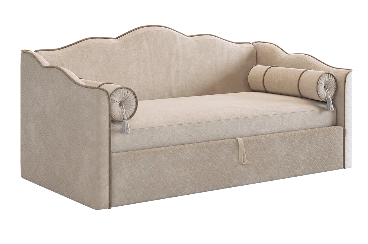 Кровать-софа Лея К1 90х200 см крем (велюр)/латте (велюр) в Челябинске - chelyabinsk.mebel-tymen.ru | фото