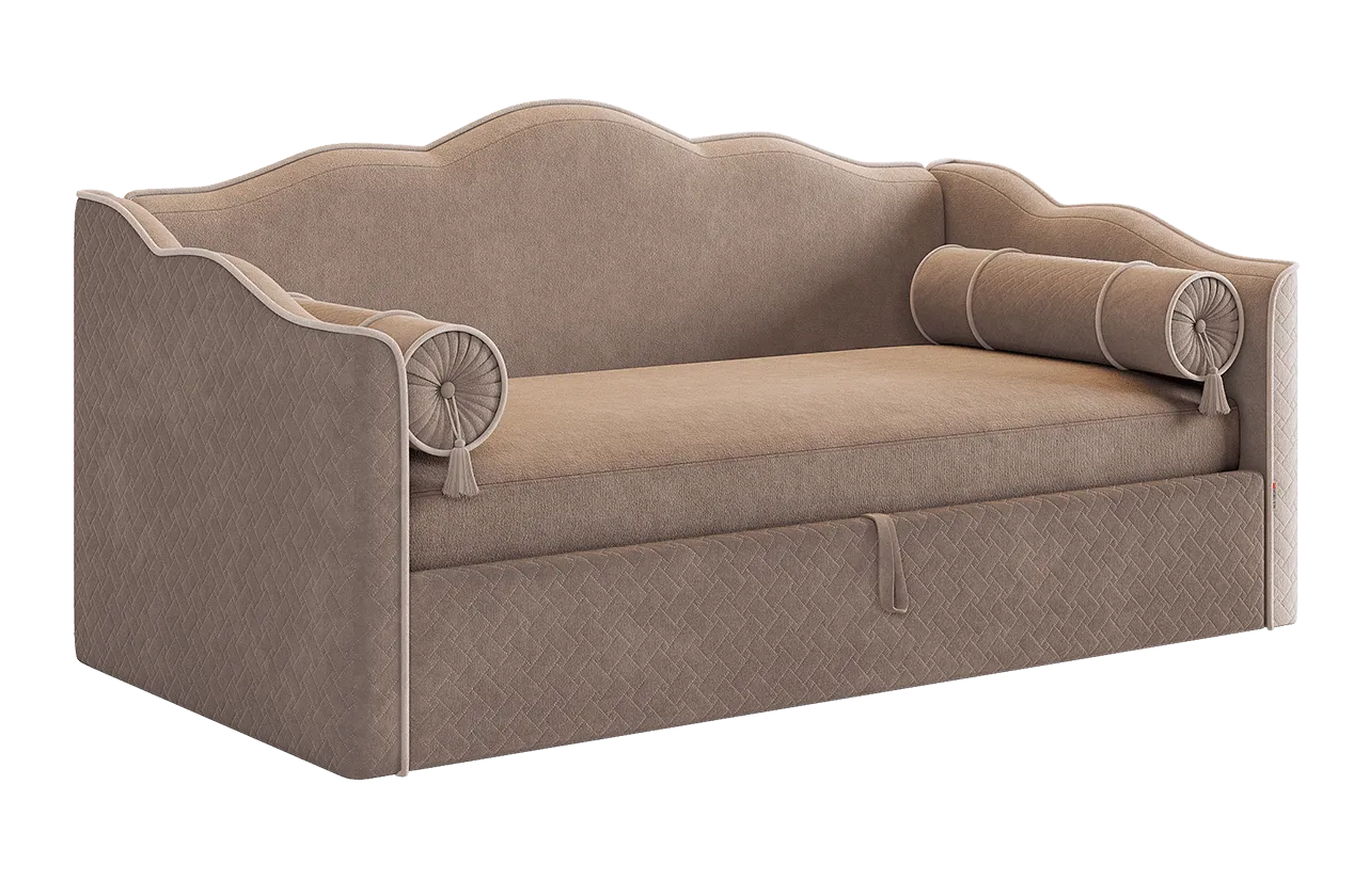 Кровать-софа Лея К1 90х200 см латте (велюр)/крем (велюр) в Челябинске - chelyabinsk.mebel-tymen.ru | фото