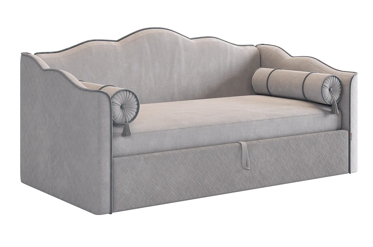 Кровать-софа Лея К1 90х200 см галька (велюр)/графит (велюр) в Челябинске - chelyabinsk.mebel-tymen.ru | фото