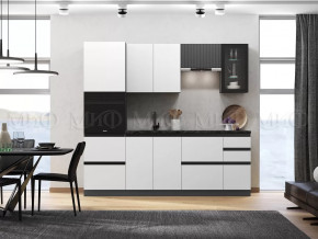 Кухня Техно-6 2,4м (Графит/Белый снег софт/Графит софт) в Челябинске - chelyabinsk.mebel-tymen.ru | фото