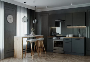 Кухонный гарнитур Антрацит-2000 столешница 38 мм в Челябинске - chelyabinsk.mebel-tymen.ru | фото