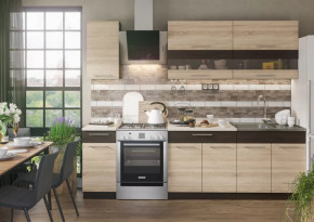 Кухонный гарнитур Маша 2,0 м венге/дуб сонома в Челябинске - chelyabinsk.mebel-tymen.ru | фото