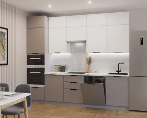 Кухонный прямой гарнитур арт.5, 3000 мм, Обсидиан/Тальк в Челябинске - chelyabinsk.mebel-tymen.ru | фото