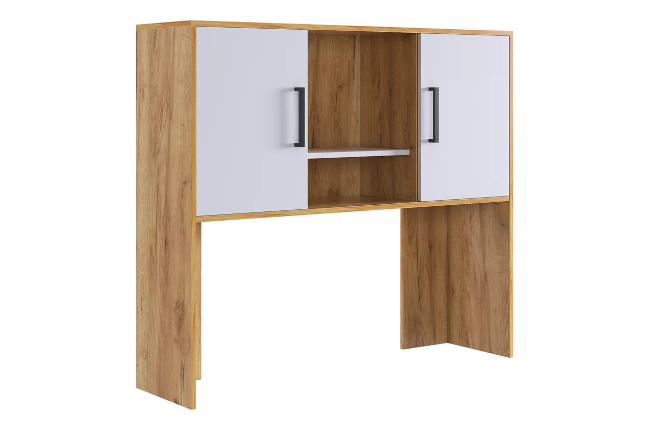 Надстройка стола компьютерного 1200 Лайт-2 дуб крафт золотой/белый в Челябинске - chelyabinsk.mebel-tymen.ru | фото