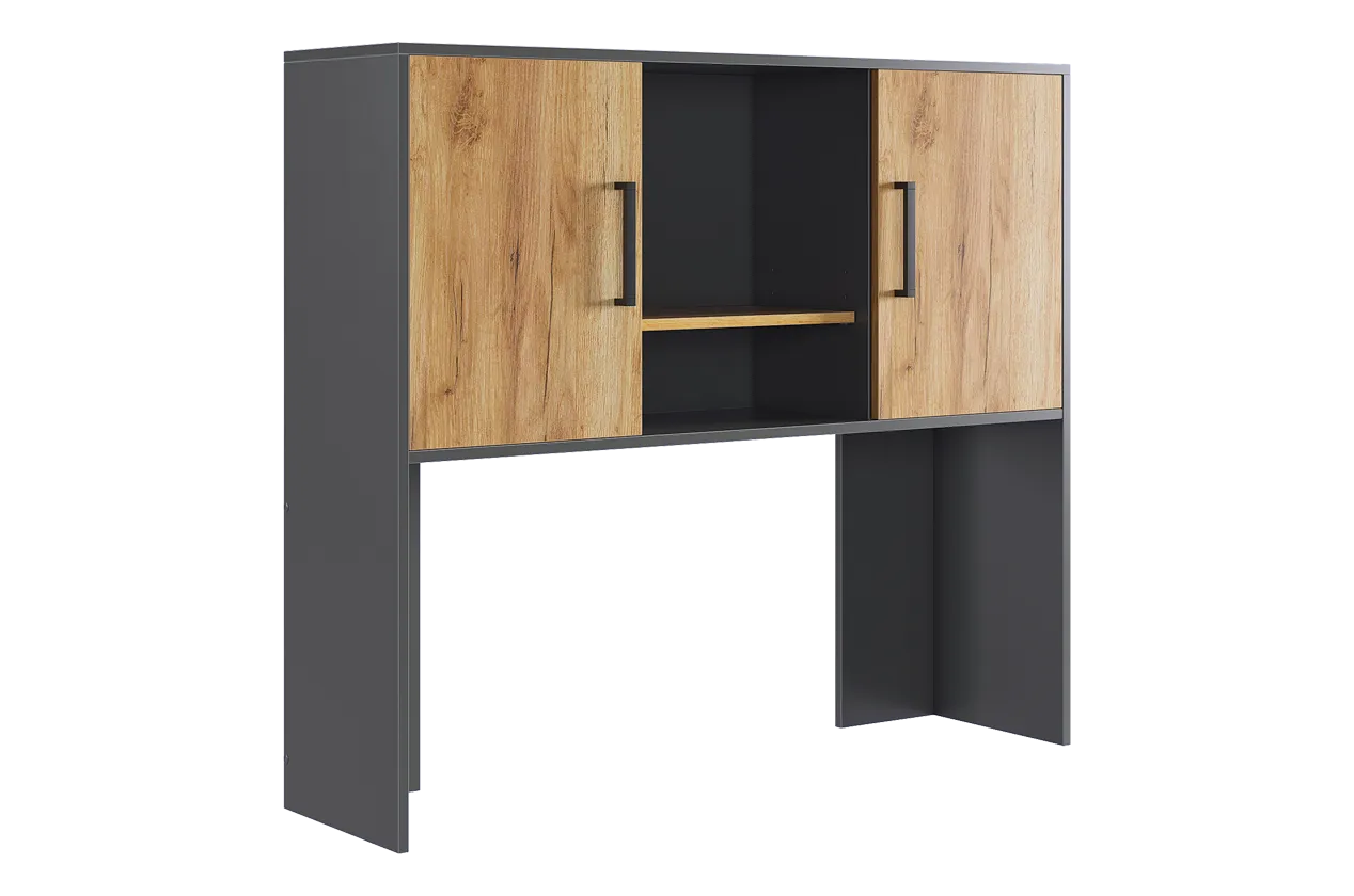 Надстройка стола компьютерного 1200 Лайт-2 графит/дуб крафт золотой в Челябинске - chelyabinsk.mebel-tymen.ru | фото