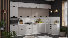 Модульная кухня «Гренада» Белый, Холст латте, Холст мокко в Челябинске - chelyabinsk.mebel-tymen.ru | фото