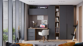 Набор детской мебели «Порто» №3 Яблоня Беллуно, Графит софт в Челябинске - chelyabinsk.mebel-tymen.ru | фото