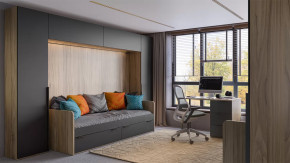 Набор детской мебели «Порто» №4 Яблоня Беллуно, Графит софт в Челябинске - chelyabinsk.mebel-tymen.ru | фото