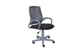 Кресло Ирис пластик серый-сетка серая/ткань NEO-26 (флок) серая (подл.пластик серый)/осн.пластик серый в Челябинске - chelyabinsk.mebel-tymen.ru | фото