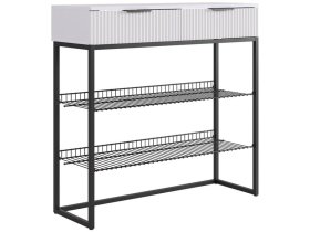 Обувница Классная 1 белое дерево/белый матовый/черный муар в Челябинске - chelyabinsk.mebel-tymen.ru | фото