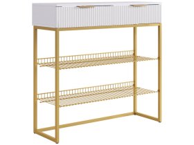 Обувница Классная 1 белое дерево/белый матовый/золото в Челябинске - chelyabinsk.mebel-tymen.ru | фото