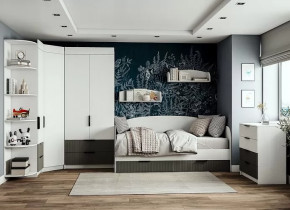 Подростковая Лавис, набор №БГС-1, белый/графит софт, белый софт в Челябинске - chelyabinsk.mebel-tymen.ru | фото