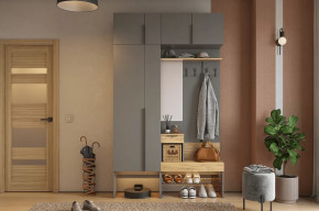 Прихожая Баско К6 графит/дуб крафт золотой в Челябинске - chelyabinsk.mebel-tymen.ru | фото