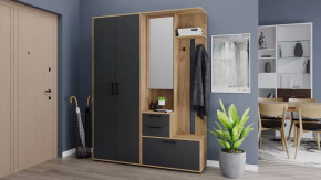 Прихожая «Витра» №4 Дуб Крафт золотой, Антрацит в Челябинске - chelyabinsk.mebel-tymen.ru | фото