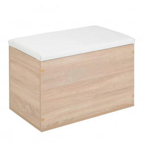 Пуф "Герда" 600*355*432 мм Дуб сонома/белый кожзам в Челябинске - chelyabinsk.mebel-tymen.ru | фото