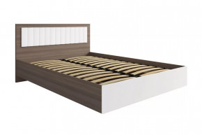 РОЗА Кровать 1400 с ПМ (сп/м 1400*2000мм), (ортопед.основание), ЛДСП Орех франклин/МДФ в Челябинске - chelyabinsk.mebel-tymen.ru | фото