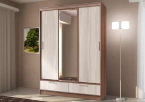 Шкаф-купе 009, трехдверный, с ящиками, ясень шимо темный/ясень шимо светлый Диал в Челябинске - chelyabinsk.mebel-tymen.ru | фото