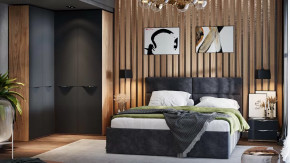 Спальный гарнитур «Глосс» №9 Яблоня Беллуно, Стекло Графит матовый в Челябинске - chelyabinsk.mebel-tymen.ru | фото