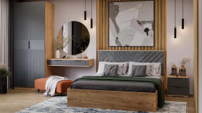 Спальный гарнитур «Хилтон» №3 Дуб Крафт золотой, Графит матовый в Челябинске - chelyabinsk.mebel-tymen.ru | фото