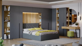 Спальный гарнитур «Порто» №3 Яблоня Беллуно, Графит софт, Велюр Confetti Stone в Челябинске - chelyabinsk.mebel-tymen.ru | фото