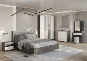 СТЕФАНИ Спальня №1, ЛДСП Графит-МДФ Серый софт/ЛДСП Рамух белый в Челябинске - chelyabinsk.mebel-tymen.ru | фото