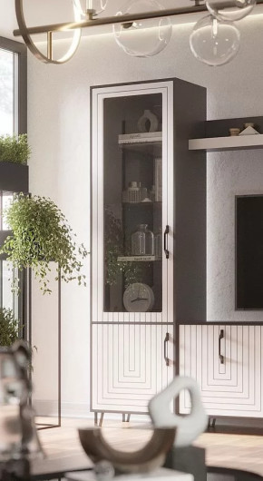 Стеклопенал Квадро М-1 серый графит/софт вайт в Челябинске - chelyabinsk.mebel-tymen.ru | фото