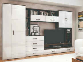 Стенка Коста МДФ Венге-белый глянец в Челябинске - chelyabinsk.mebel-tymen.ru | фото