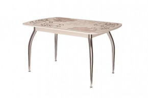 Стол Бостон-3 раздвижной, ваниль, фотопечать/хром триумф в Челябинске - chelyabinsk.mebel-tymen.ru | фото