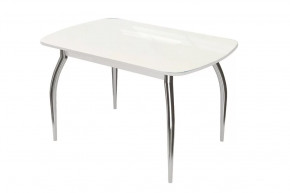 Стол Бостон, белый глянец/белый/хром триумф в Челябинске - chelyabinsk.mebel-tymen.ru | фото