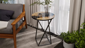 Стол журнальный ДП 1-03-05 исп. 2 Черный, Стекло с рисунком Слэб черный в Челябинске - chelyabinsk.mebel-tymen.ru | фото