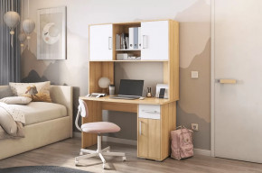 Стол компьютерный Лайт К2 дуб сонома/белый в Челябинске - chelyabinsk.mebel-tymen.ru | фото