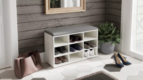 Тумба для обуви Тип 10 Дуб крафт белый, Велюр Графит в Челябинске - chelyabinsk.mebel-tymen.ru | фото