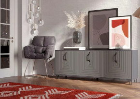 Тумба Квадро М-6, ЛДСП серый графит/МДФ софт графит в Челябинске - chelyabinsk.mebel-tymen.ru | фото